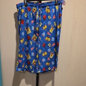 (J7) Nickelodeon Mens Blue Pajama Bottoms with Spongebob Night Shorts Sz 3x
